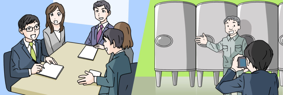 社史漫画作りの取材風景