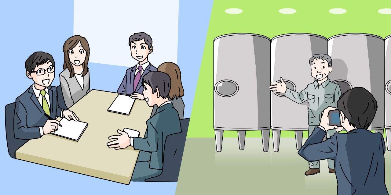 社史漫画作りの取材風景